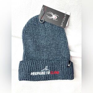Spyder OS Ribbed Heather Knit Beanie with 'Prepare to Climb' Embroidery